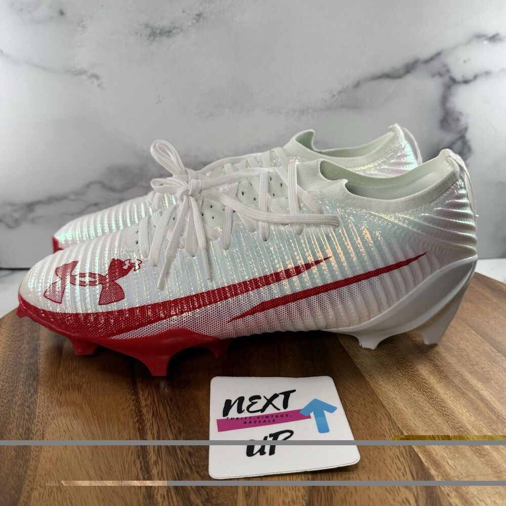 Mens size 12-Under Armour UA Blur Pro White Red Football Cleats 3028220-101